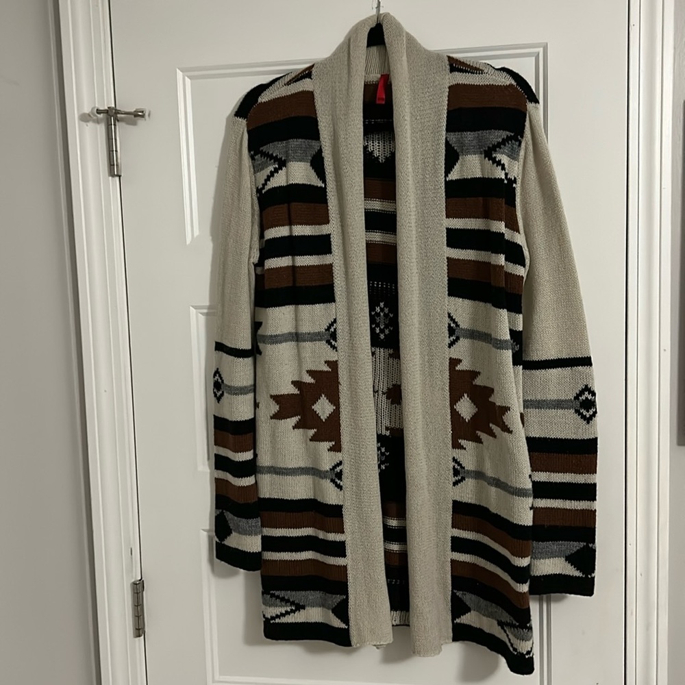 Aztec print cardigan sweater